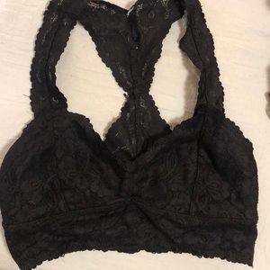 Free People Black Lace Racerback Bralette